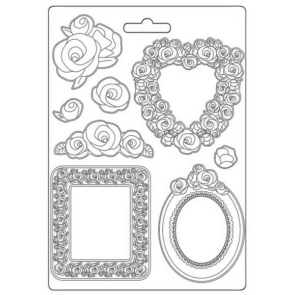 Stamperia Mould A4 Maxi, Rose Parfum Frames & Roses