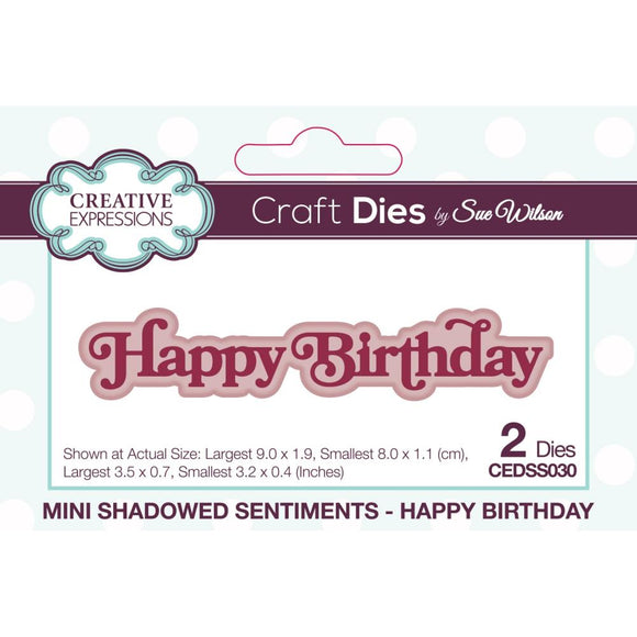 Creative Expressions Die, Mini Expressions - Happy Birthday, Shadowed Sentiments