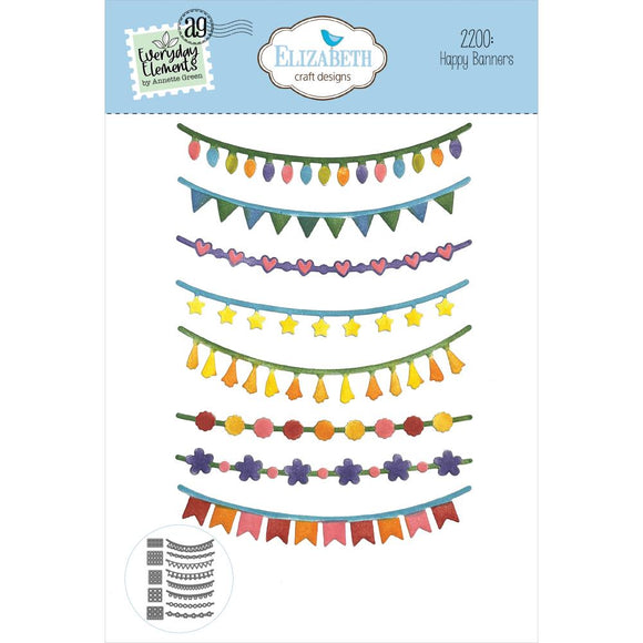 Elizabeth Craft Designs Die, Happy Banners