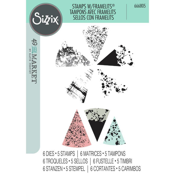 Sizzix Stamp & Die, 8PK w/6PK Framelits -  Build-A-Burst Painterly by 49 and Market