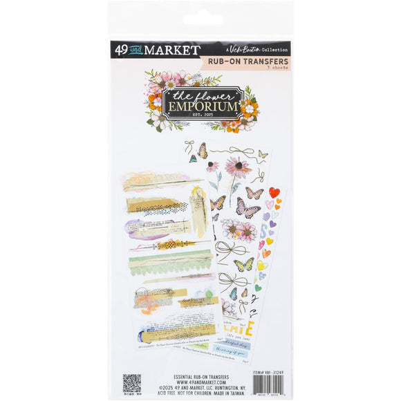 49 And Market by Vicki Boutin, Embellishment, The Flower Emporium - Rub-On Transfer Set