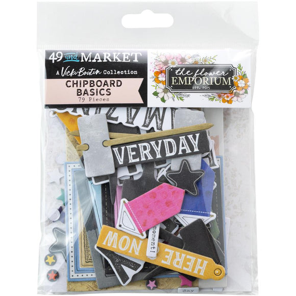 49 And Market by Vicki Boutin, Embellishment, The Flower Emporium - Chipboard Basics 79/Pkg