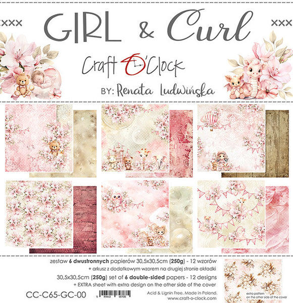 Craft O'Clock Paper Pack 12x12, Girl & Curl