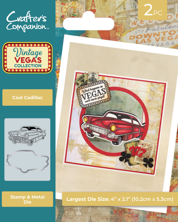 CC Stamp & Die Set, Vintage Vegas - Cool Cadillac