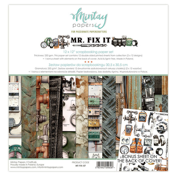 Mintay Paper Collection Kit 12X12, Mr Fix It