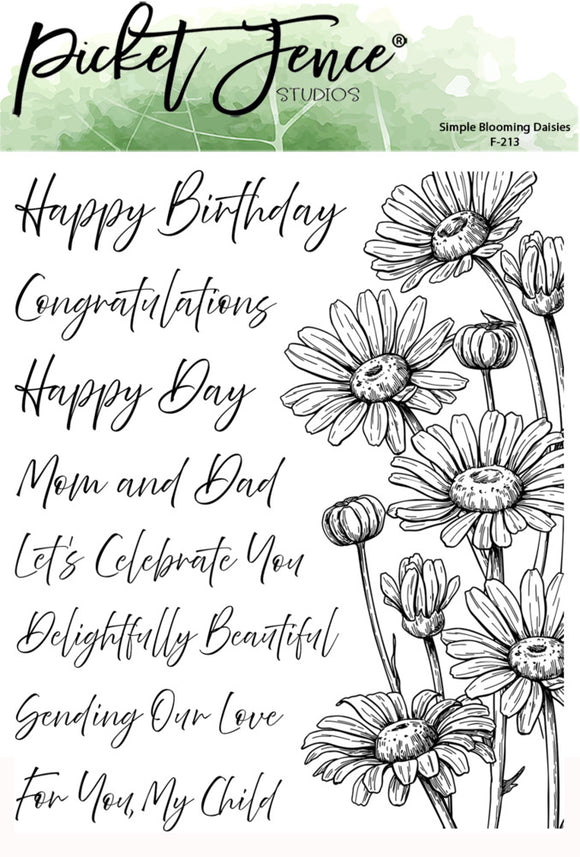 Picket Fence Studios Stamp, Simple Blooming Daisies