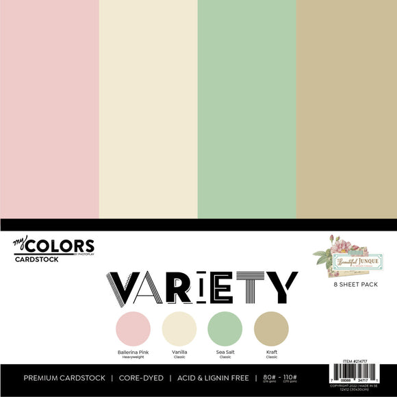 Photoplay Cardstock Variety Pack 12x12, Beautiful Junque (8 Sheets)