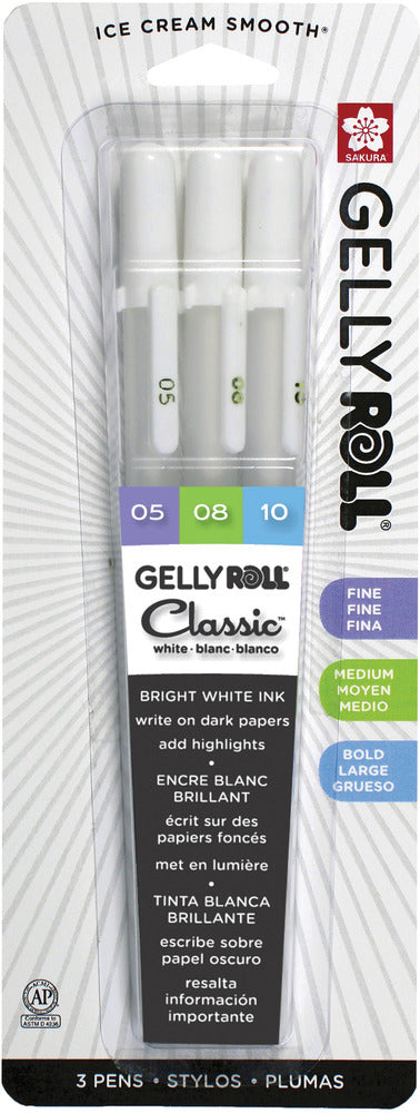Sakura Ink, Gelly Roll Classic Pen Set, (05/08/10) - White (3 pk)