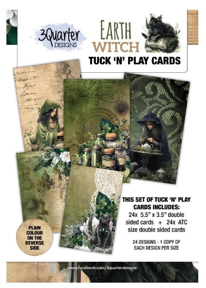 3Quarter Designs Embellishment, Tuck N Play Cards Pack - Earth Witch