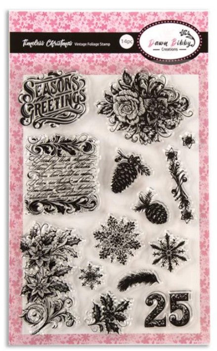 Dawn Bibby Stamp, Timeless Christmas Vintage Foliage Stamp