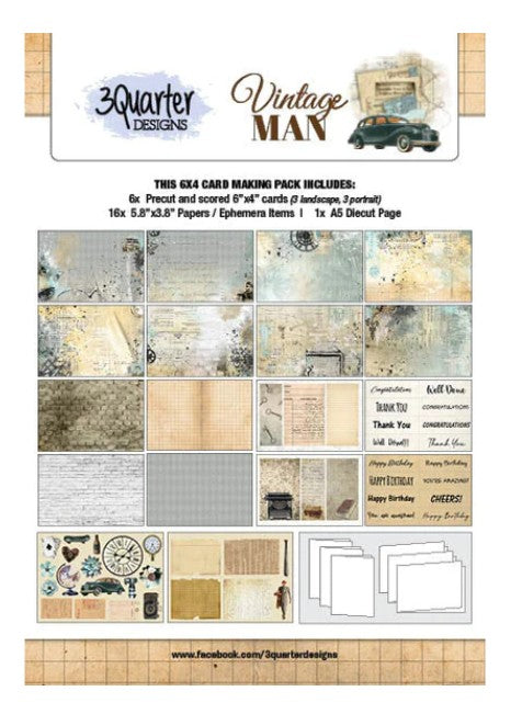 3Quarter Designs Card Kit, Vintage Man
