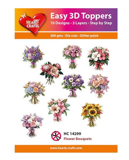Hearty Crafts Embellishment, Easy 3D Toppers - Flower Bouquets