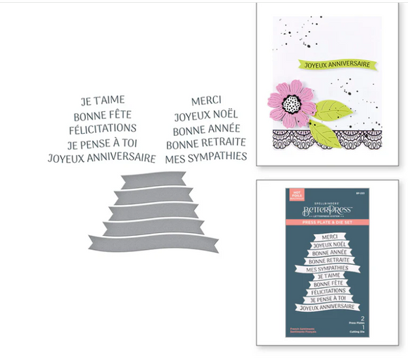 Spellbinders Die -  French Sentiments BetterPress Plate & Die Set from the International Sentiments Collection