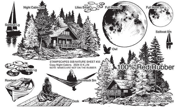 PREORDER Stampscapes Stamp, Nature Sheet #35 (Cozy Night Cabins)
