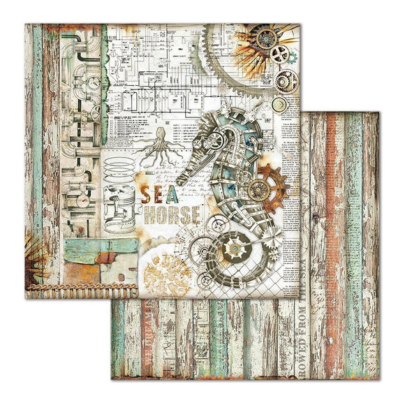 Stamperia Paper 12x12, Voyages Fantastiques - Seahorse