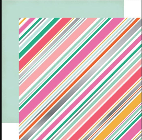 Echo Park Paper 12x12, Foil - Party Time - Diagonal Stripe